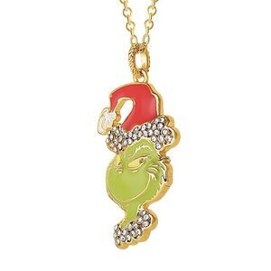 GRINCH Necklace,Gold and Red Grinch Pendant Necklace